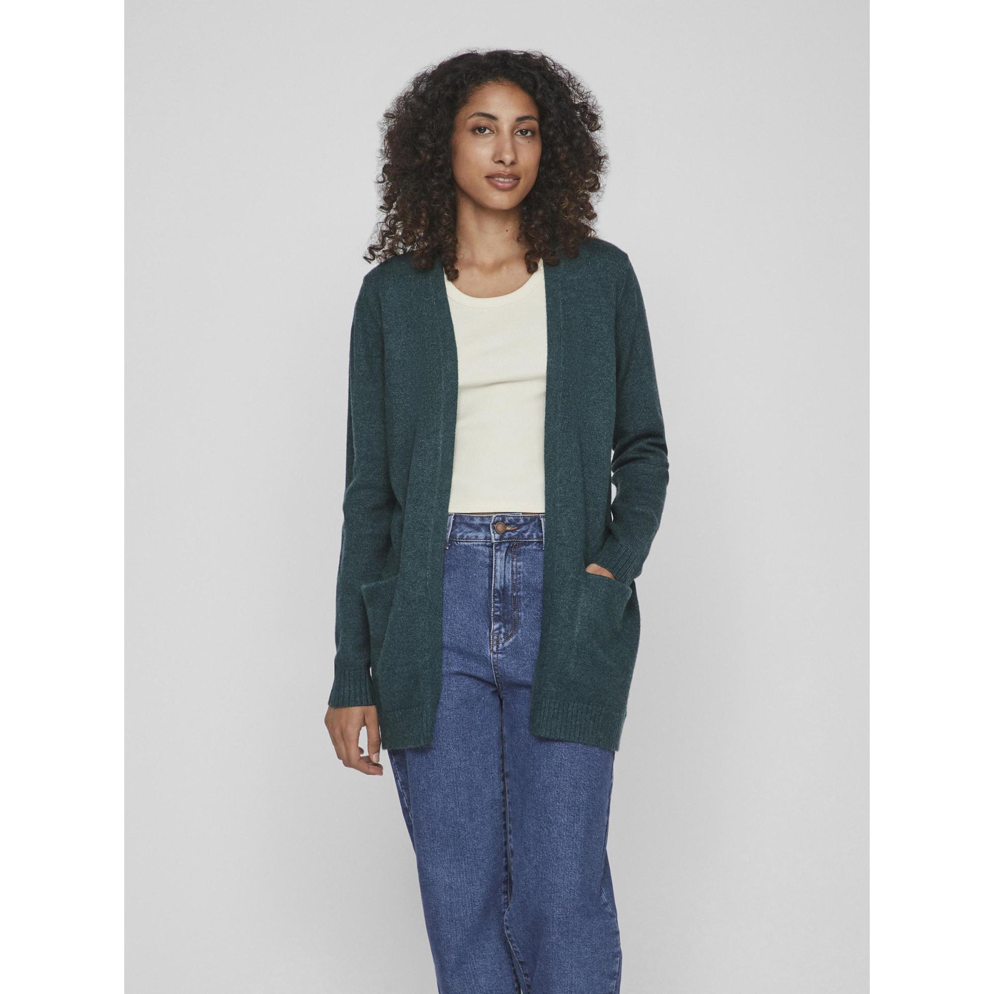 Image of Lange Strickjacke, Langarm Damen Grün S