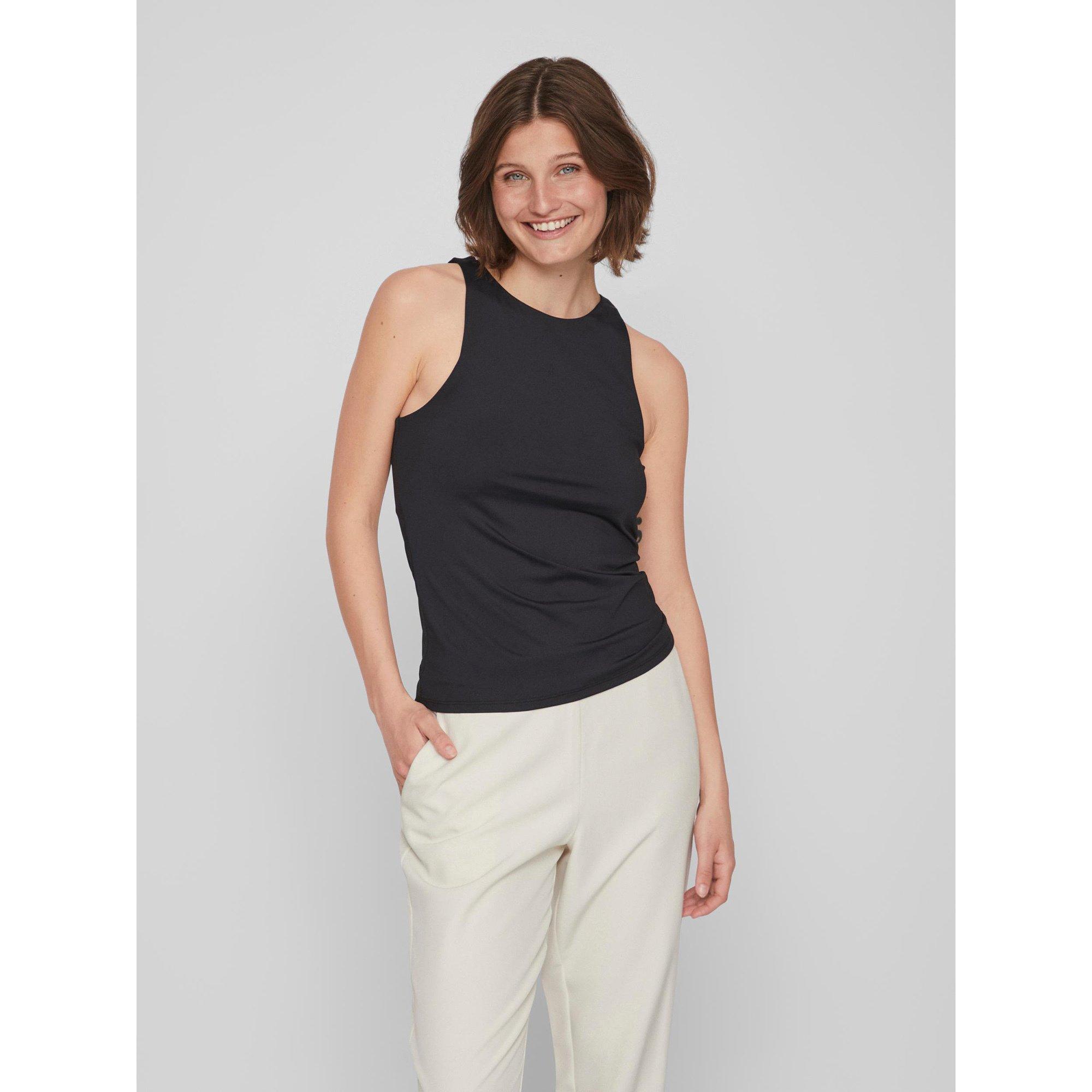 VILA Top Sans Manches Col Rond Nervuré  