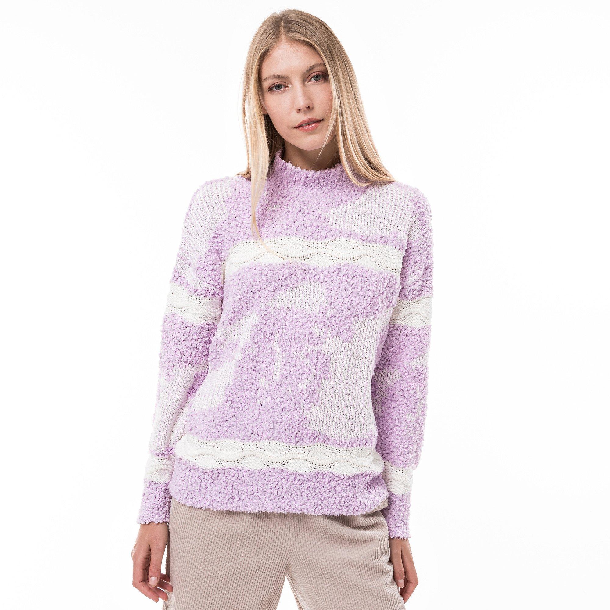 Image of Pullover, Stehkragen Damen Lavendel L