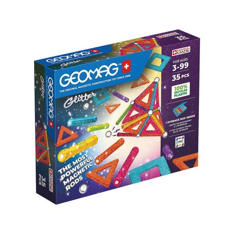 Geomag  Panels Green Line Glitter, 35 Pezzi 