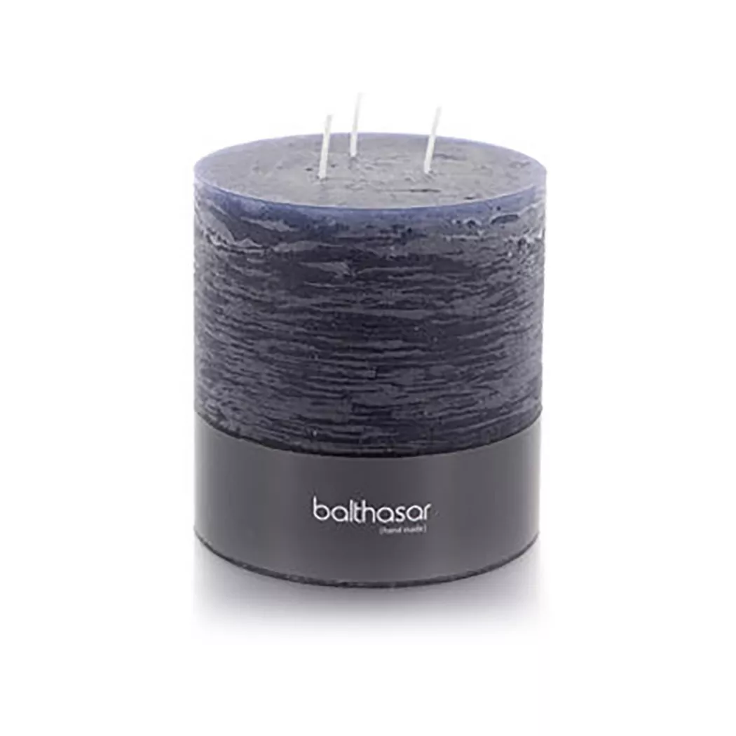 Balthasar - Zylinderkerze 3-Docht, 120X120MM, Blau Denim