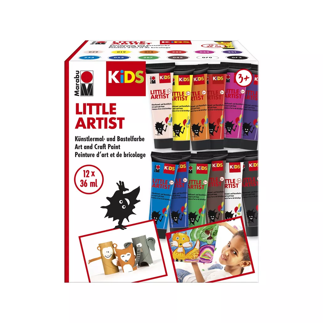 Marabu KiDS Bastelfarbe Little Artist, 36 ml, 12er Set