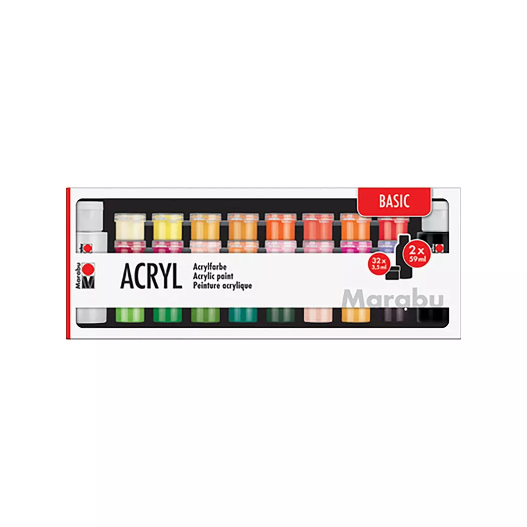 Marabu Acrylfarben-Set Basic, farbsortiert