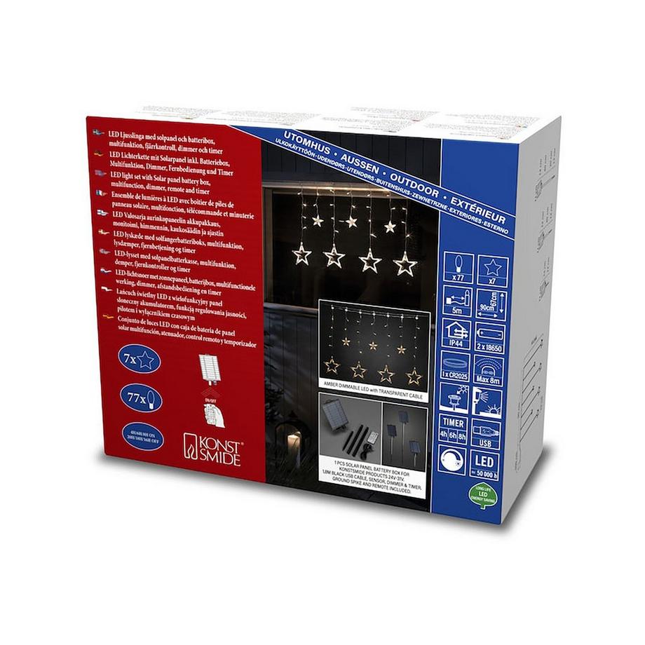 Konstsmide Decorazione di Natale a LED LED Solar Sternen Lichtervorhang inkl. Fernbed. u. USB Kabel 