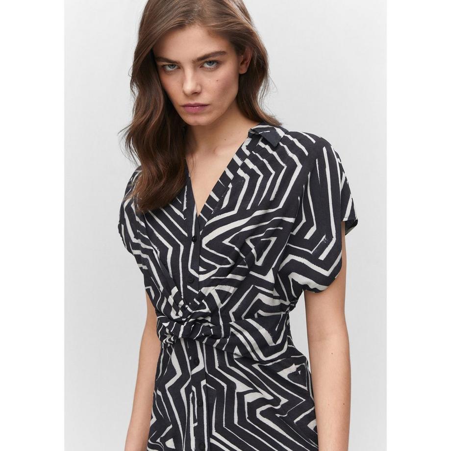 MANGO MILA Gemustertes Kurzarm Mini Kleid  