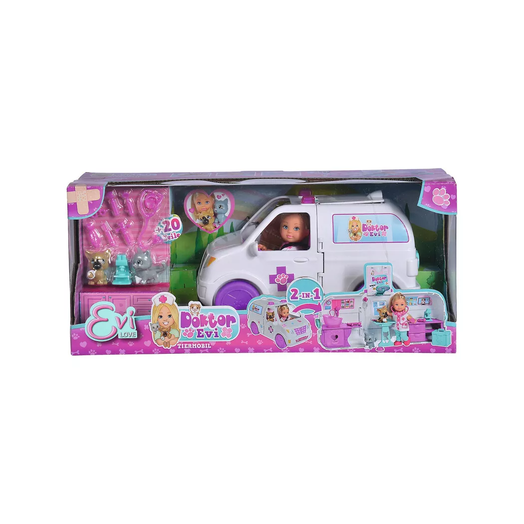 Simba - Doktor Evi 2-in-1 Tiermobil, Multicolor