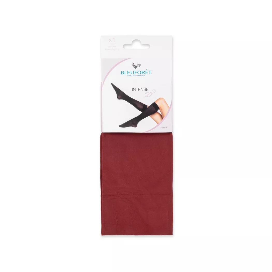 BLEU FORET - Kniestrumpf, 50 Den, für Damen, Bordeaux Größe Onesize