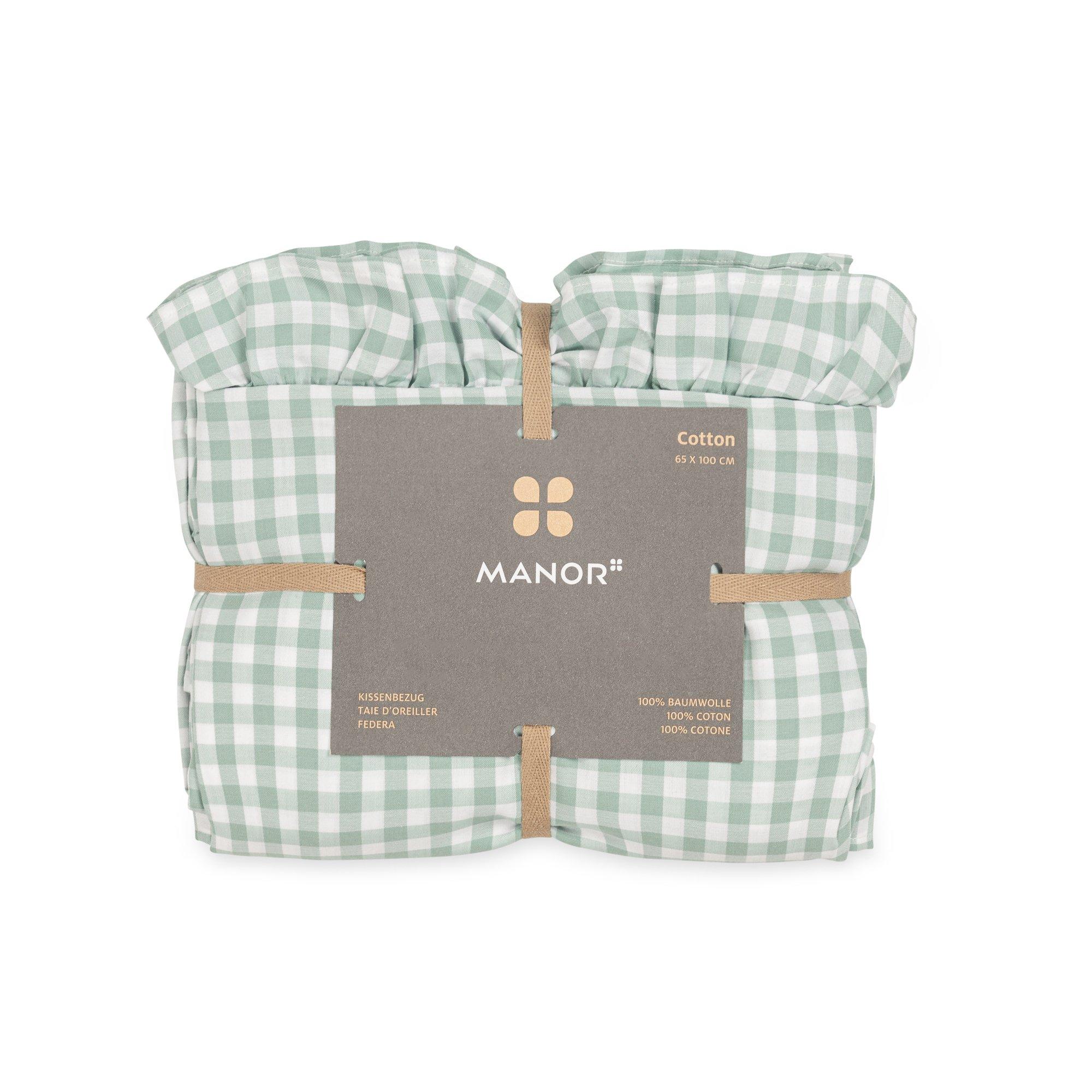 Manor Signoria Taie d'oreiller à carreaux avec volants  