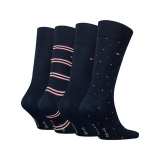 TOMMY HILFIGER TH MEN SOCK 4P TIN GIFTBOX STRIPE DOT Multipack,chaussettes mollet 