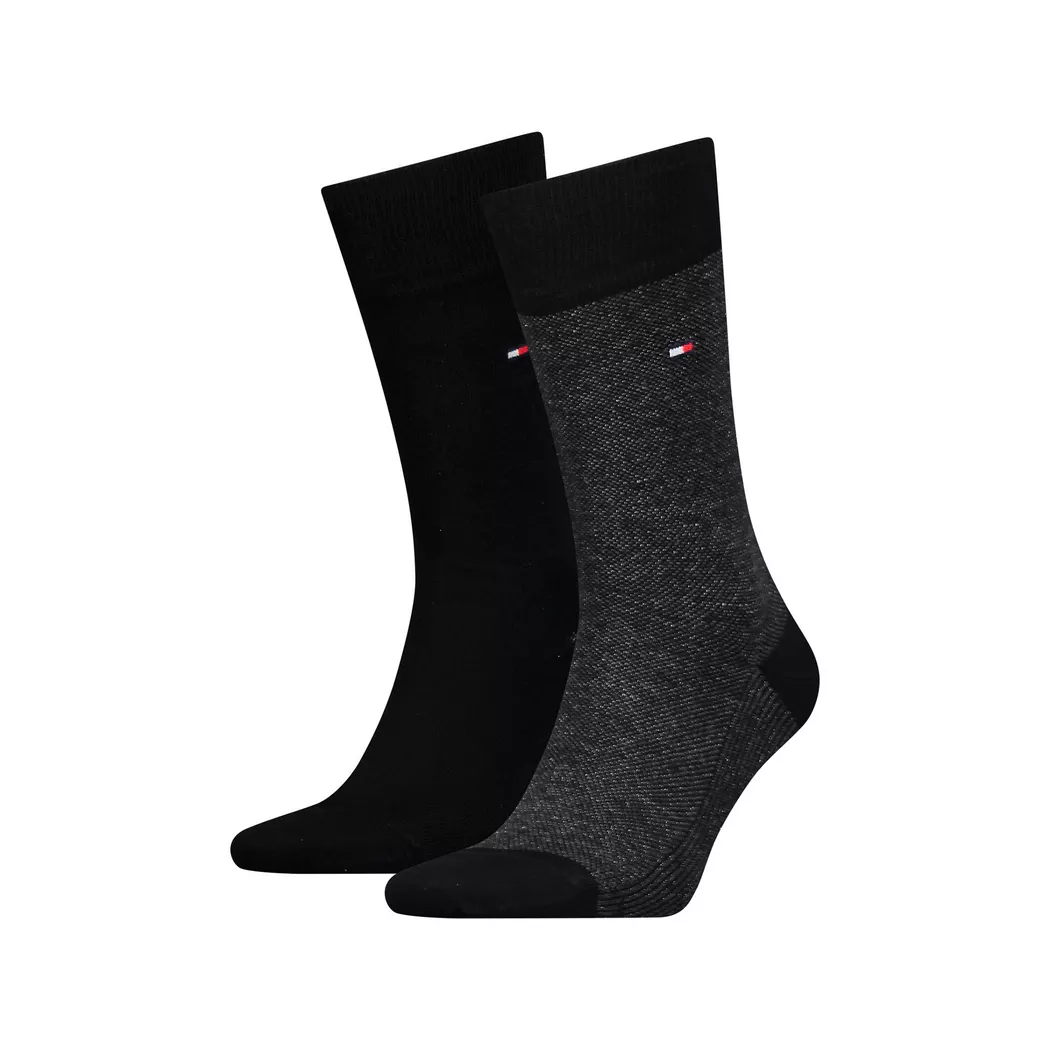 Socken TOMMY HILFIGER "TH MEN SOCK BIRDSEYE", Damen, Gr. 43-46, schwarz, Baumwollmischung, normal, Socken Socken
