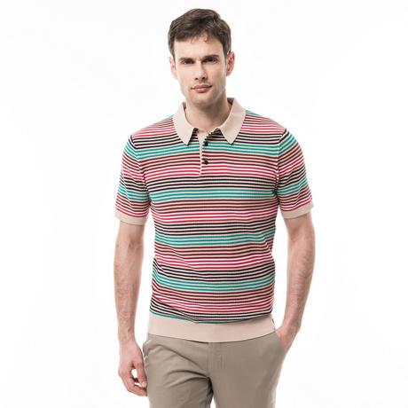 Scotch & Soda Structured Stripe Knitted Polo Polo, manches courtes 
