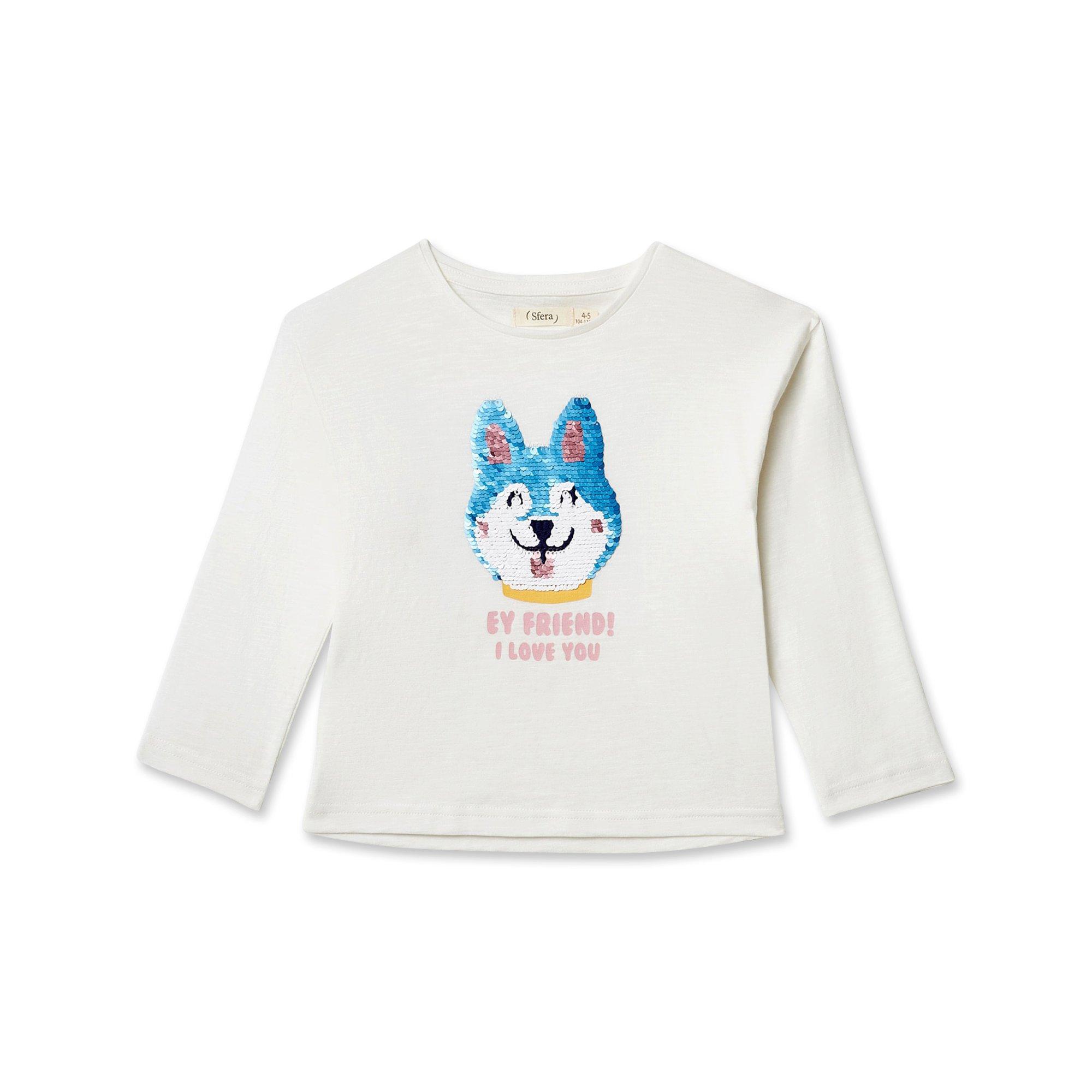 Image of T-shirt, Langarm Mädchen Weiss 98-104