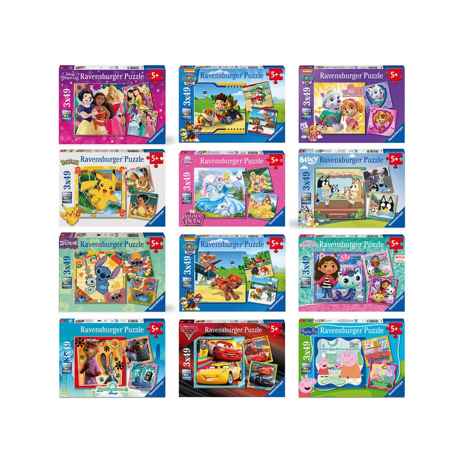Puzzle 3 x 49 pièces, assortiment aléatoire