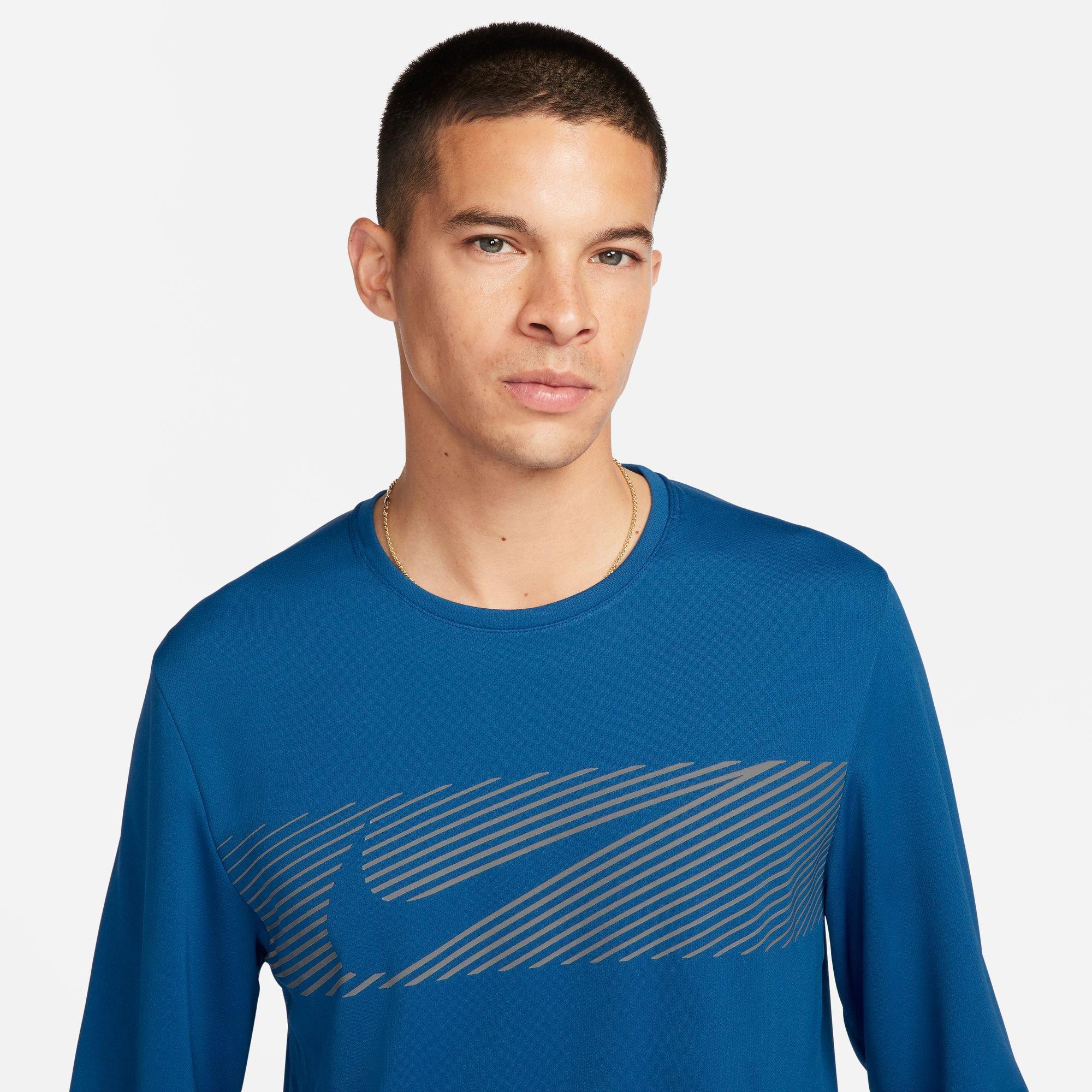 NIKE M NK DF UV MILER TOP LS FLASH T-shirt girocollo, maniche lunghe 