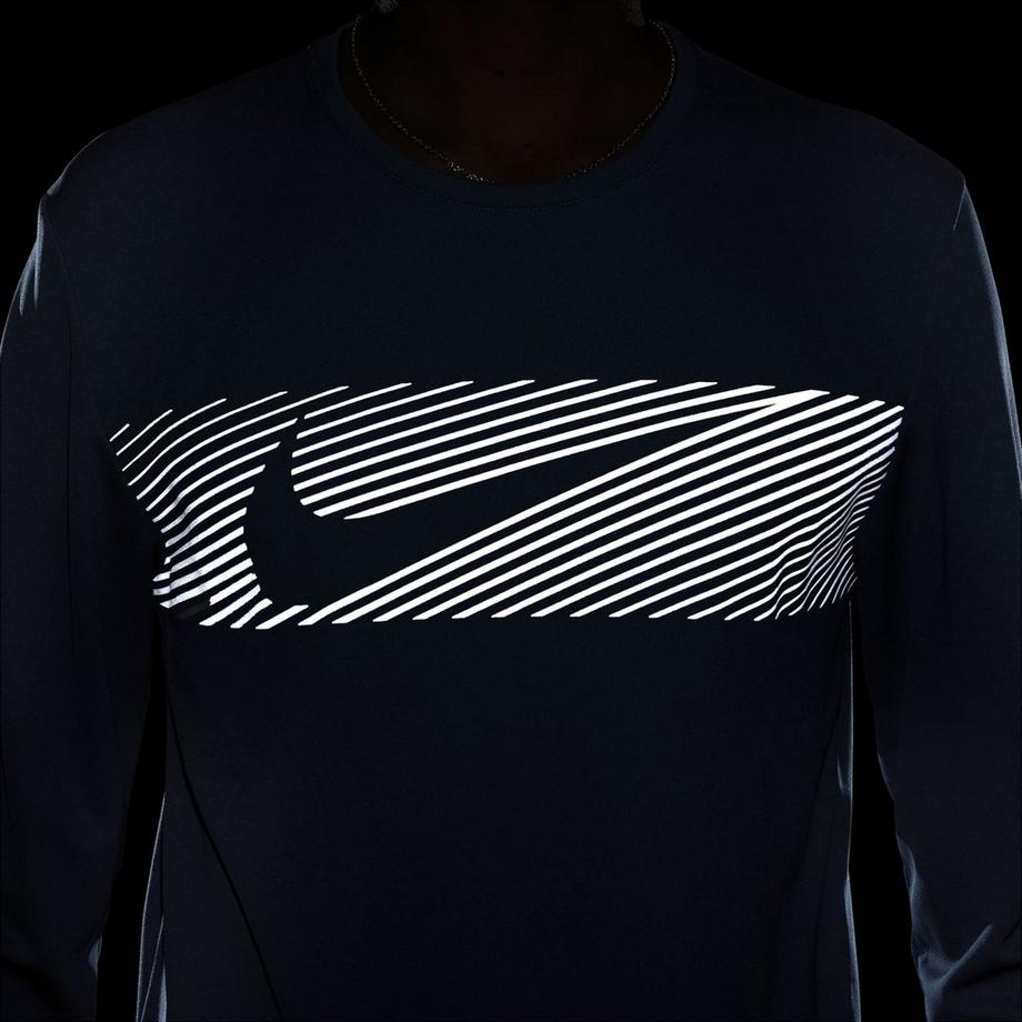 NIKE M NK DF UV MILER TOP LS FLASH T-shirt, col rond, manches longues 