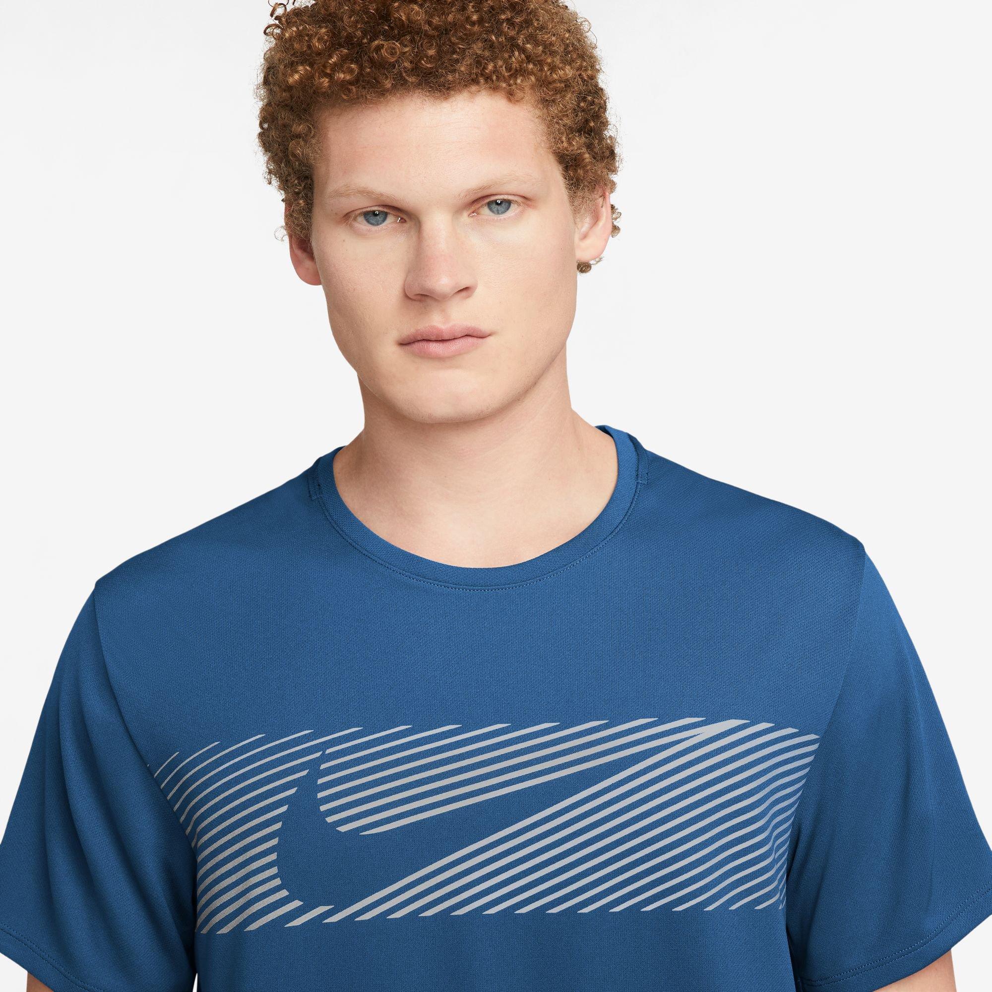 NIKE M NK FLASH MILER TOP T-shirt, col rond, manches courtes 