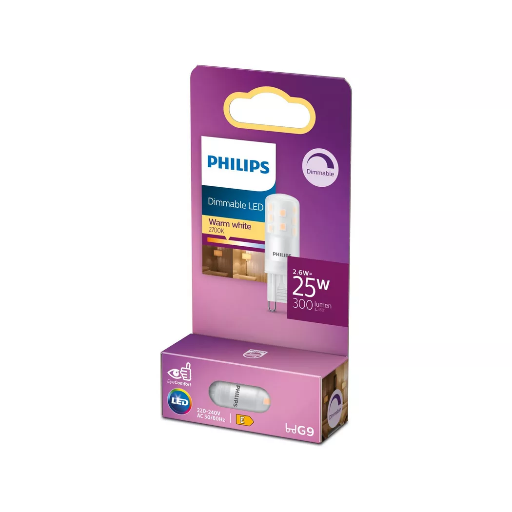 Philips LED 929003790501 LED CEE E (A - G) G9 forme spéciale 2 W = 25 W blanc chaud (Ø x L) 14 mm x 43 mm 1 pc(s)