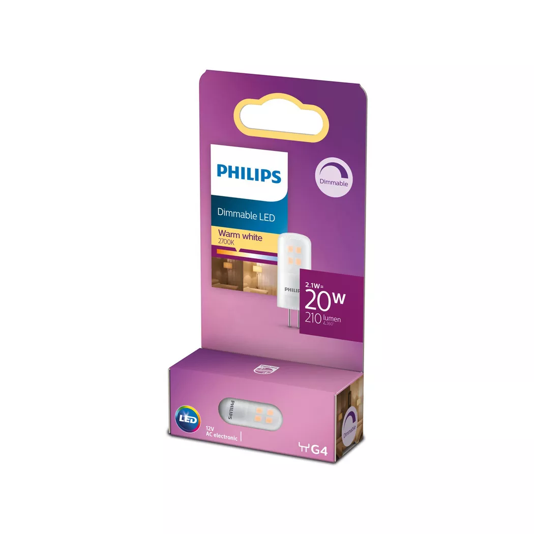 Philips 8720169300576 LED CEE F (A - G) G4 culot à ergots 2.1 W = 20 W blanc chaud (Ø x H) 1.5 cm x 40 mm 1 pc(s)
