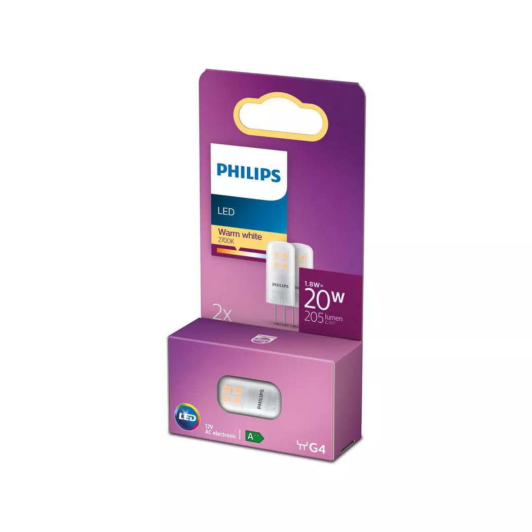 Philips 8720169300576 LED CEE F (A - G) G4 culot à ergots 2.1 W = 20 W blanc chaud (Ø x H) 1.5 cm x 40 mm 1 pc(s) 2