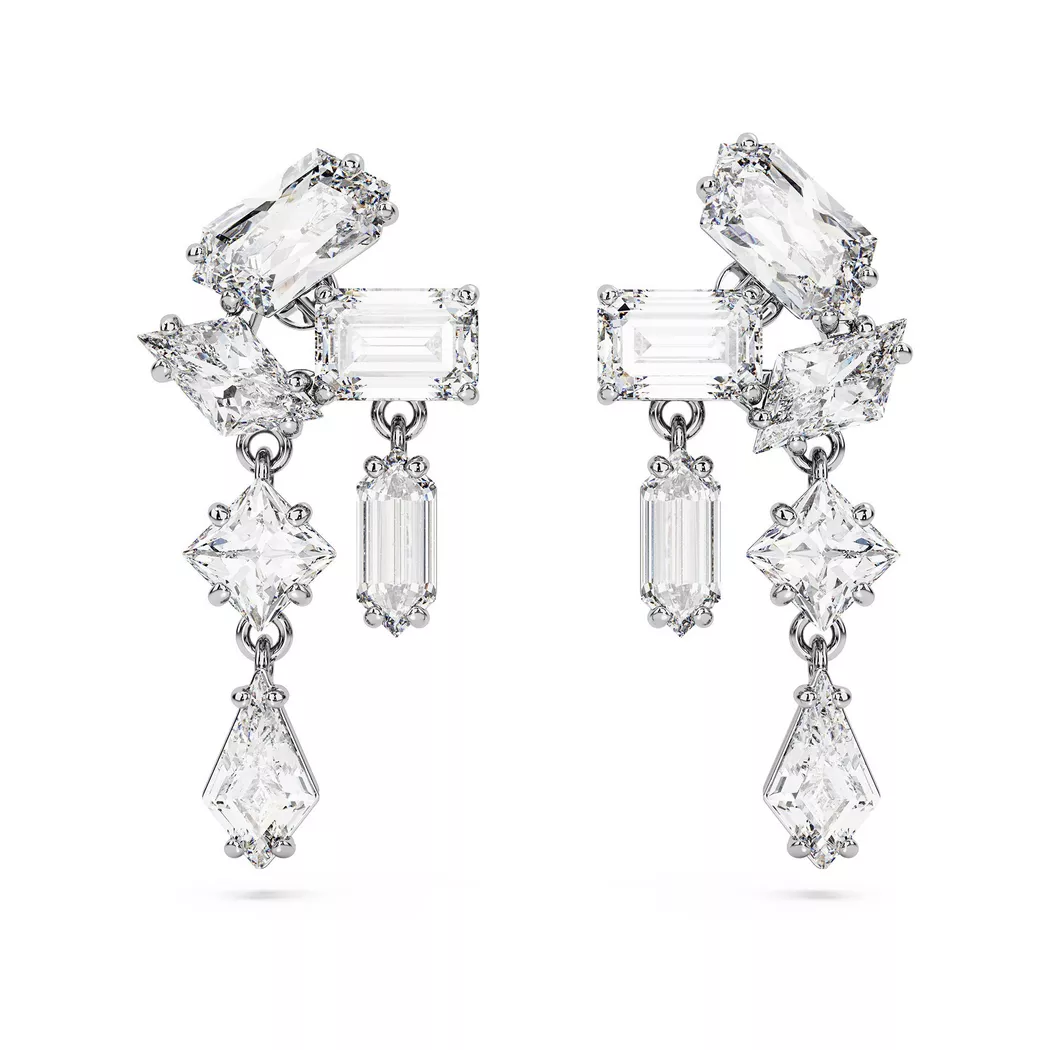 Paar Ohrstecker SWAROVSKI "MESMERA", silber (metallfarben, kristallweiß, kristallweiß), Ohrringe, Damen, Metall, mit Swarovsi Zirkonia (synth.)