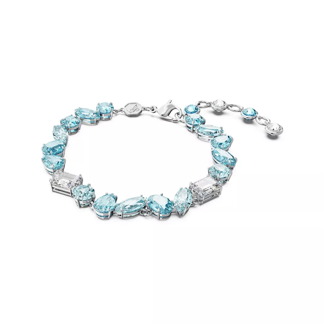 Armband SWAROVSKI "GEMA" Gr. M, bunt (metallfarben, kristallweiß, blau, kristallweiß, blau), Armbänder, Damen, M, Metall, Armband, mit Swarovski Kristall