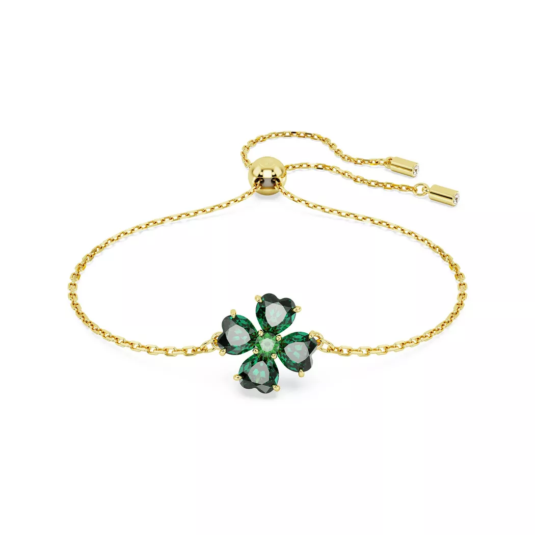 Armkette SWAROVSKI "Schmuck Geschenk Idyllia Armband", gelbgoldfarben, metallfarben, kristallweiß, kristallweiß, Armbänder, Damen, Metallmix, Armkette, mit Swarovski Kristall, Zirkonia (synth.) 2