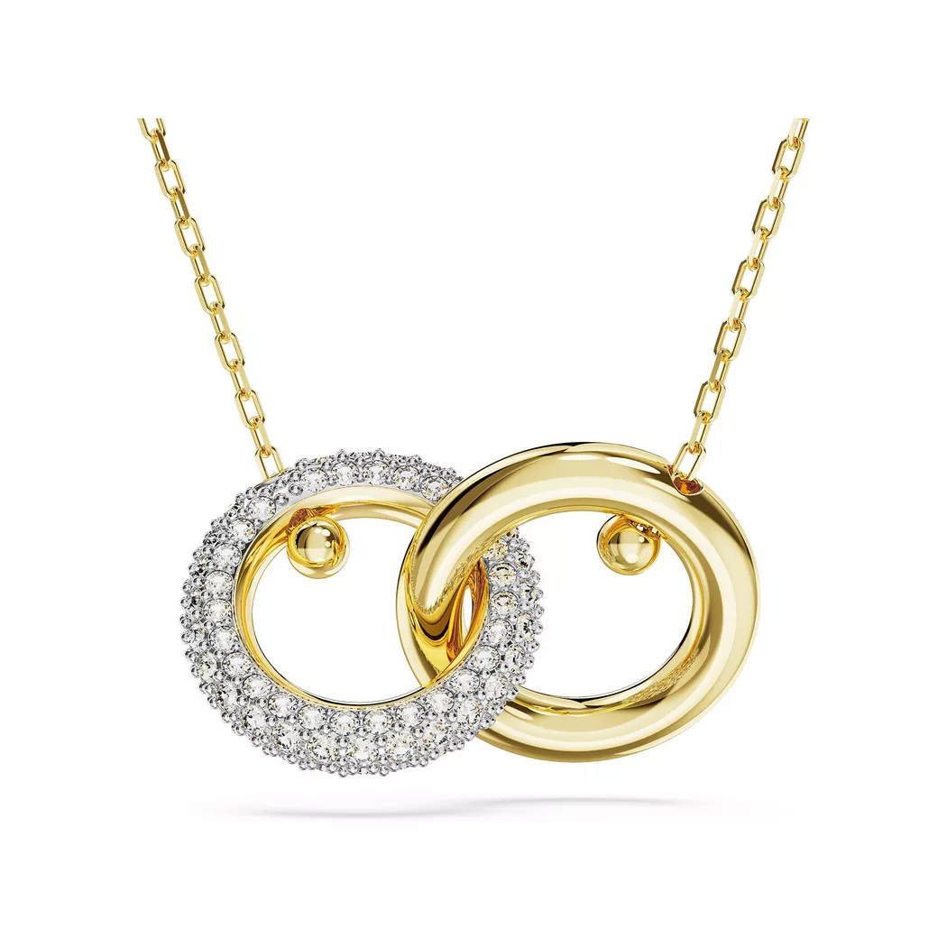 Kette mit Anhänger SWAROVSKI "DEXTERA INTERLINKED", gold (gelbgoldfarben, kristallweiß), Halsketten, Damen, Metall, L: 45 B: 27mm, mit Swarovski Kristall, B:27mm