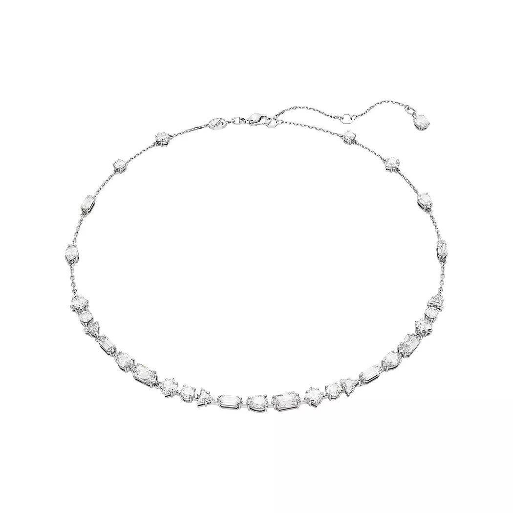 Kette mit Anhänger SWAROVSKI "MESMERA", grün (metallfarben, kristallweiß, grün), Halsketten, Damen, Metall, L: 45 B: 8,5mm, mit Swarovski Zirkonia (synth.), B:8,5mm 3