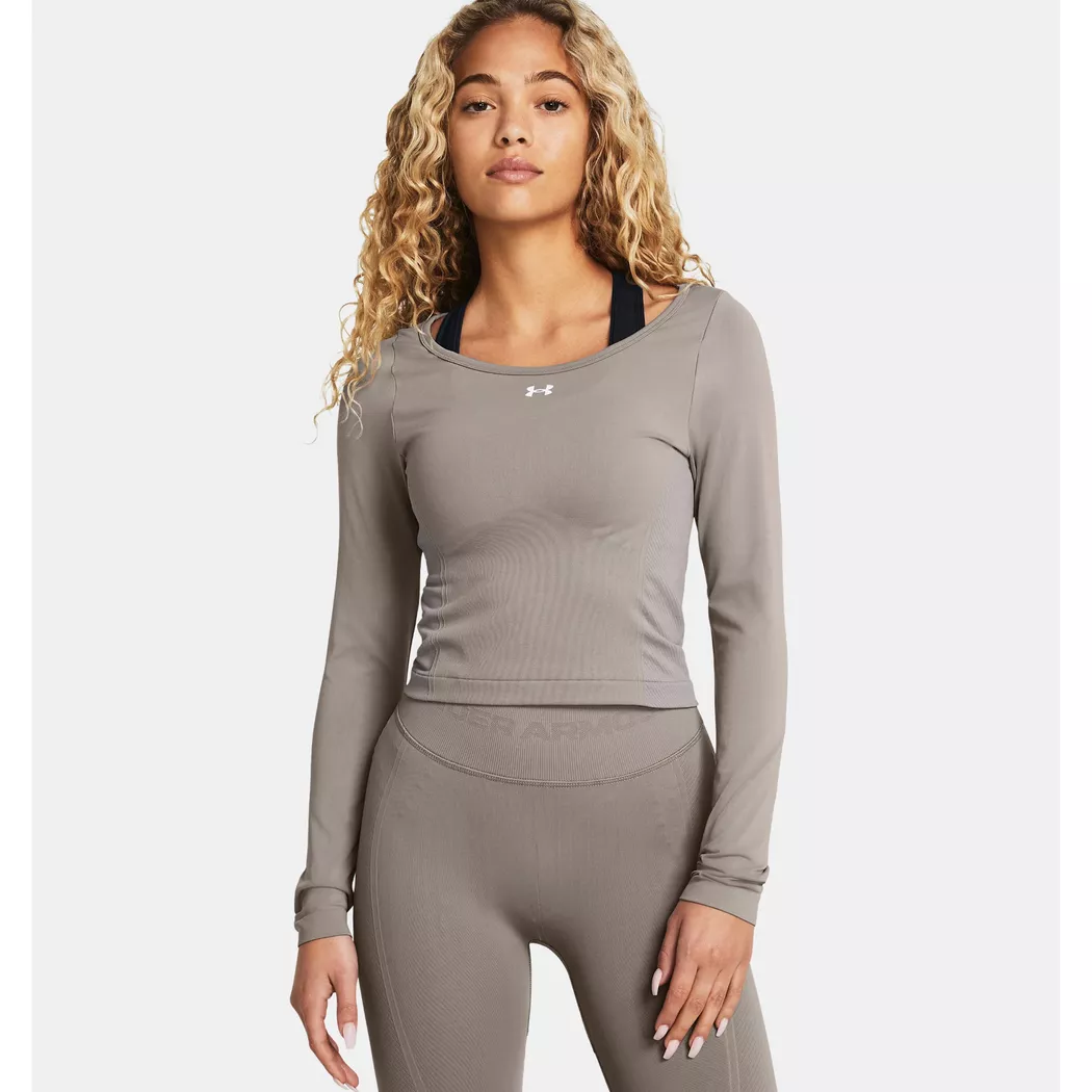 Under Armour UA Train Seamless Long Sleeve Crop Top Light Gray L