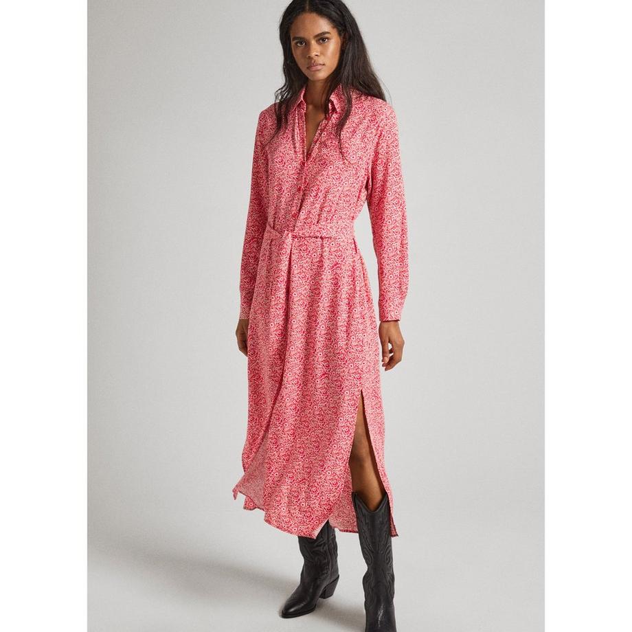 Pepe Jeans London Brooke Abito Midi Fantasia Maniche Lunghe  