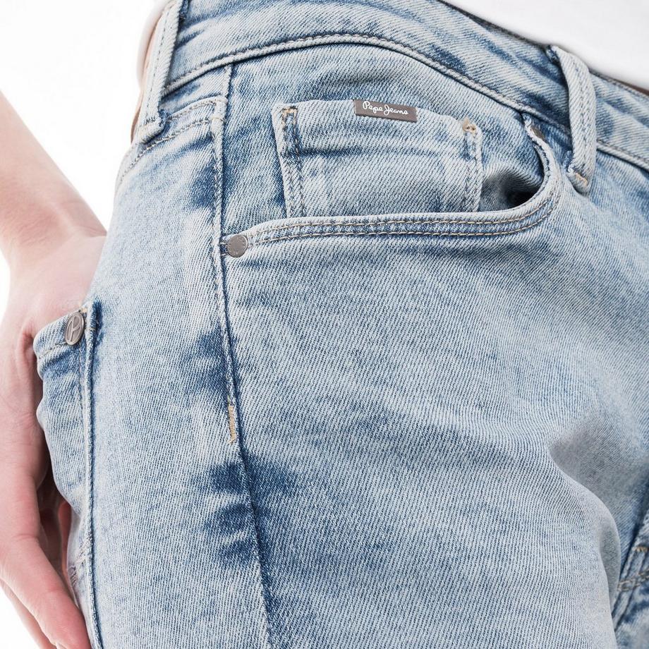 Pepe Jeans London Skinny Fit High Waist Acid Wash Jeans  