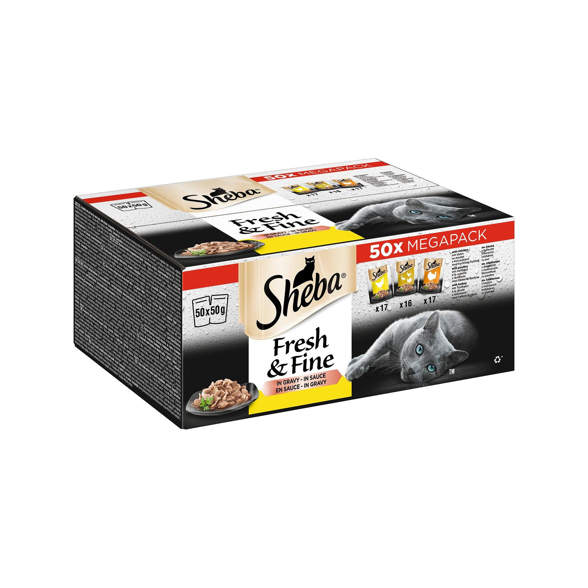 SHEBA PROMOTION Multipack Fresh & Fine in Sauce (Huhn, Geflügel, Truthahn) 50 x 50g 