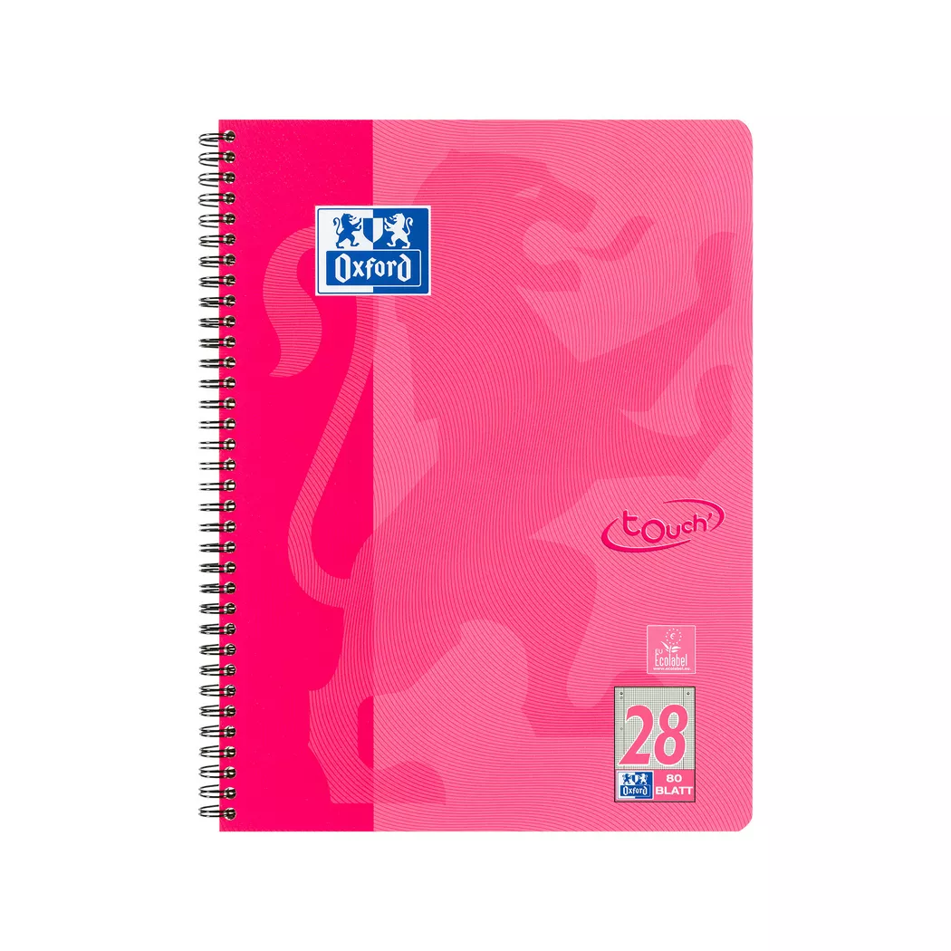 Oxford Collegeblock Touch, A4+, kariert, 80 Blatt, rosa
