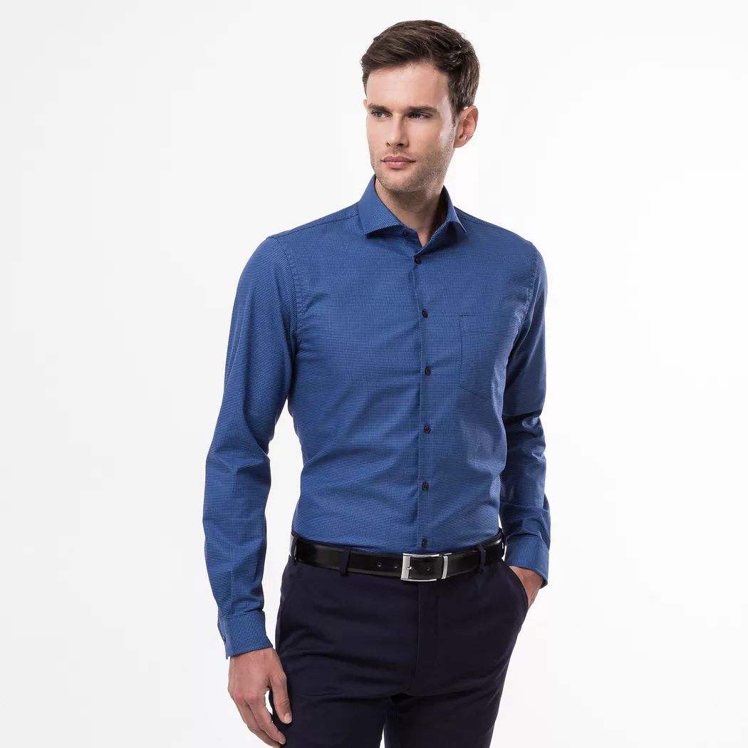 Manor Man - Hemd, Body Fit, langarm, für Herren, Blau, Größe S