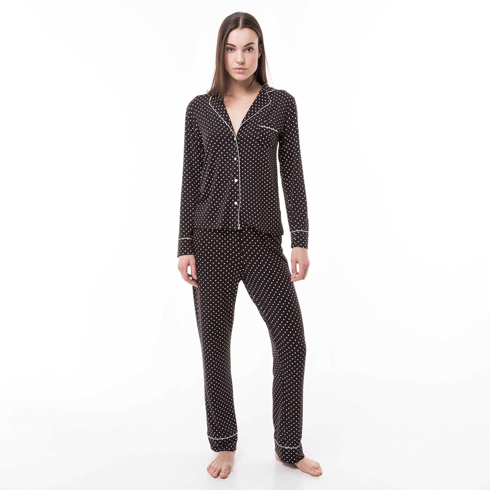 Image of Pyjama-set Lang, Langarm Damen Black L