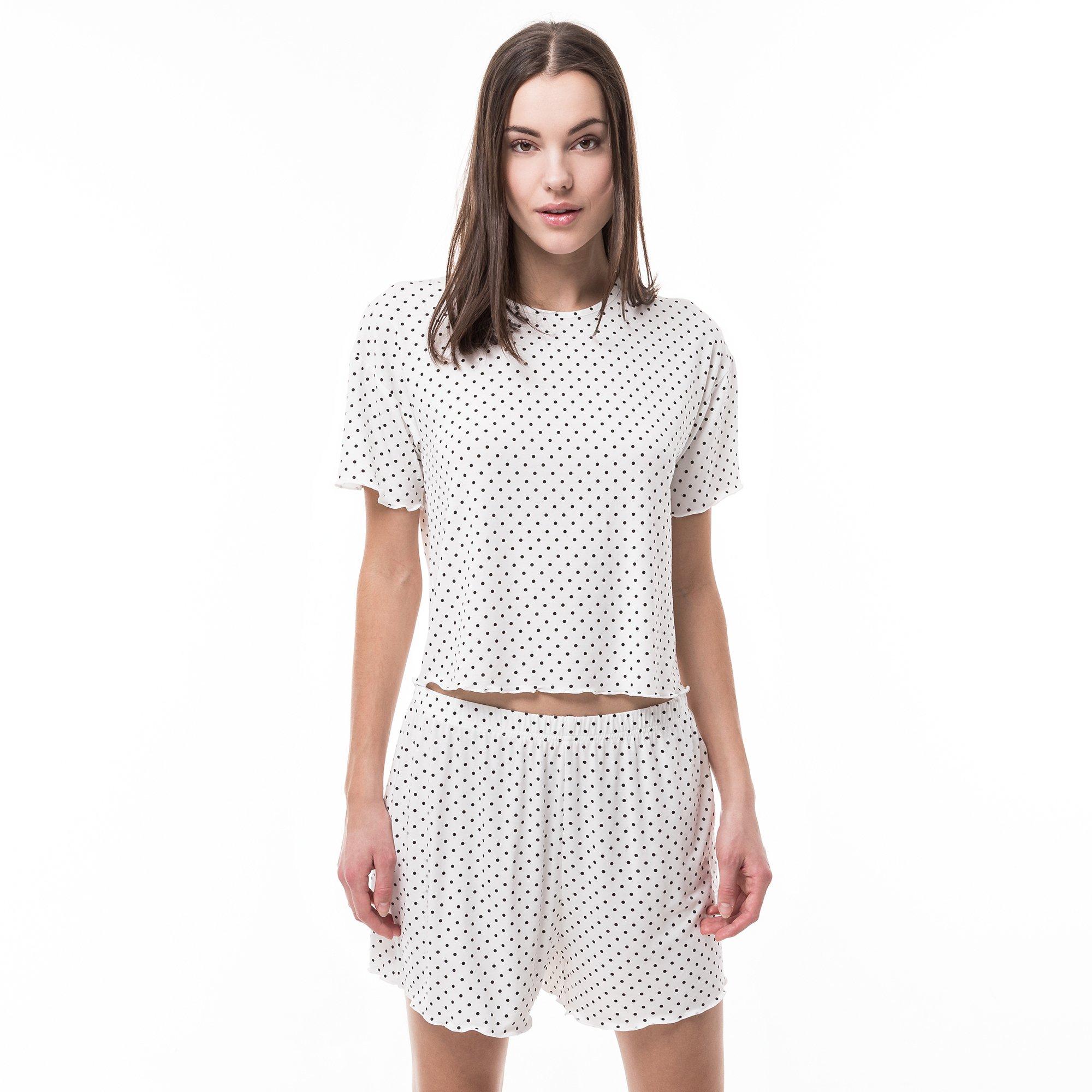 Image of Pyjama-set, Kurzarm Damen Weiss L