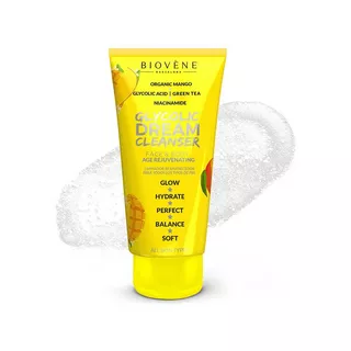 BIOVÈNE  Dream Cleanser Glycolic Acid + Organic Mango Rejuvenating Cleanser for Face & Body 