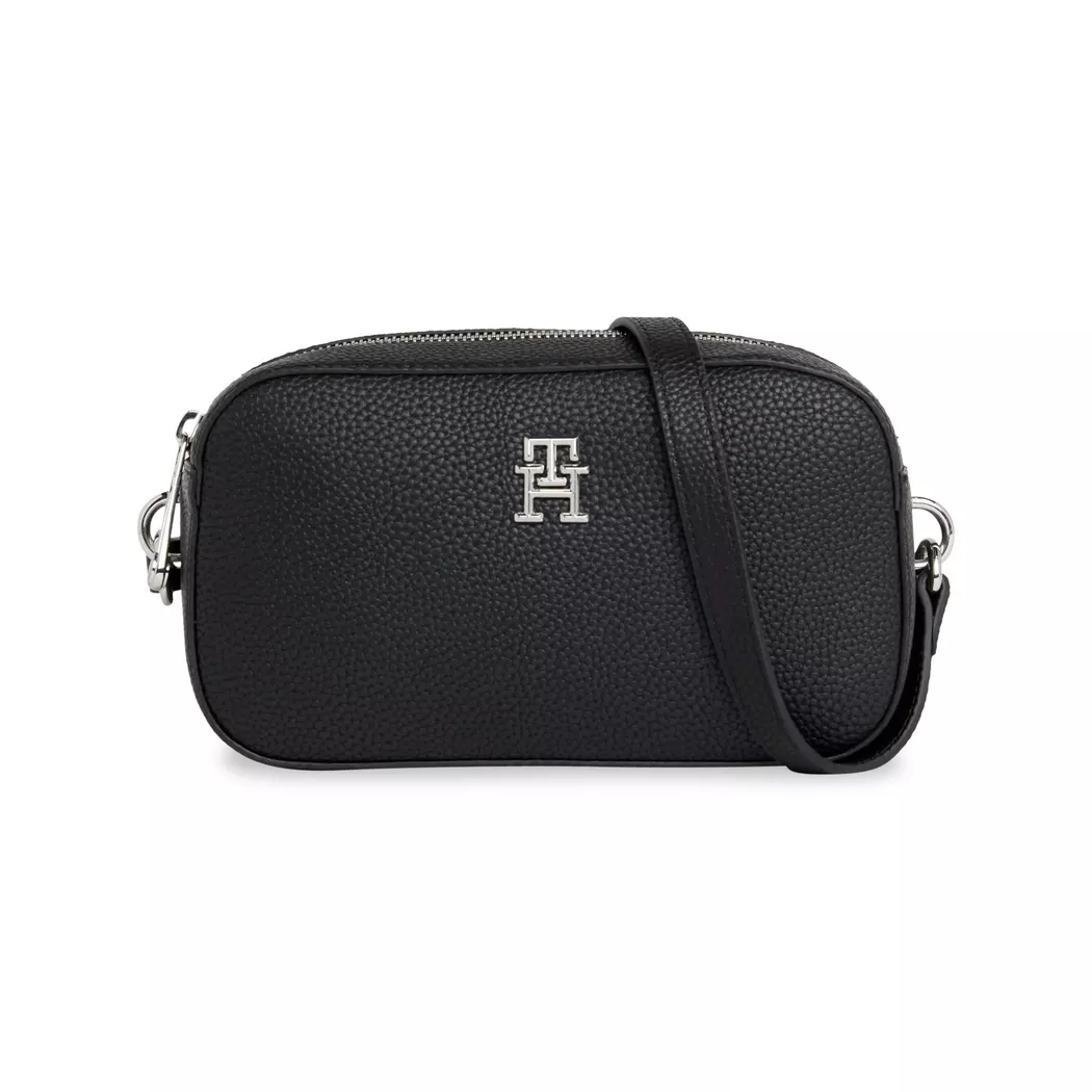 Tommy Hilfiger pour femme. AW0AW15179 Pochette à bandoulière avec emblème TH noir (OSFA), Casuel, Polyuréthane