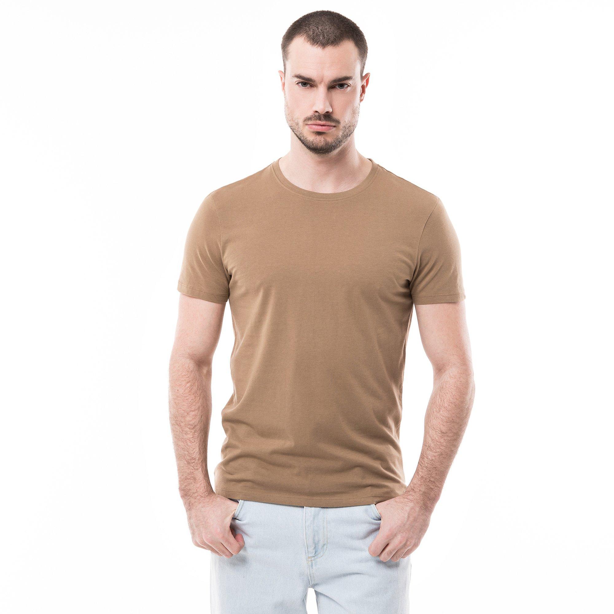 Image of T-shirt, Rundhals, Kurzarm Herren Taupe M