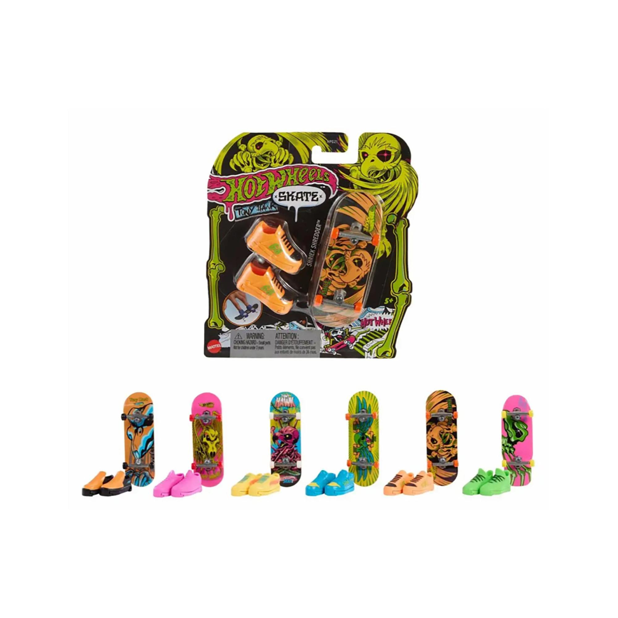 Hot Wheels  Skate Neon Bones TH Fingerboard + Shoe, modelli assortiti 