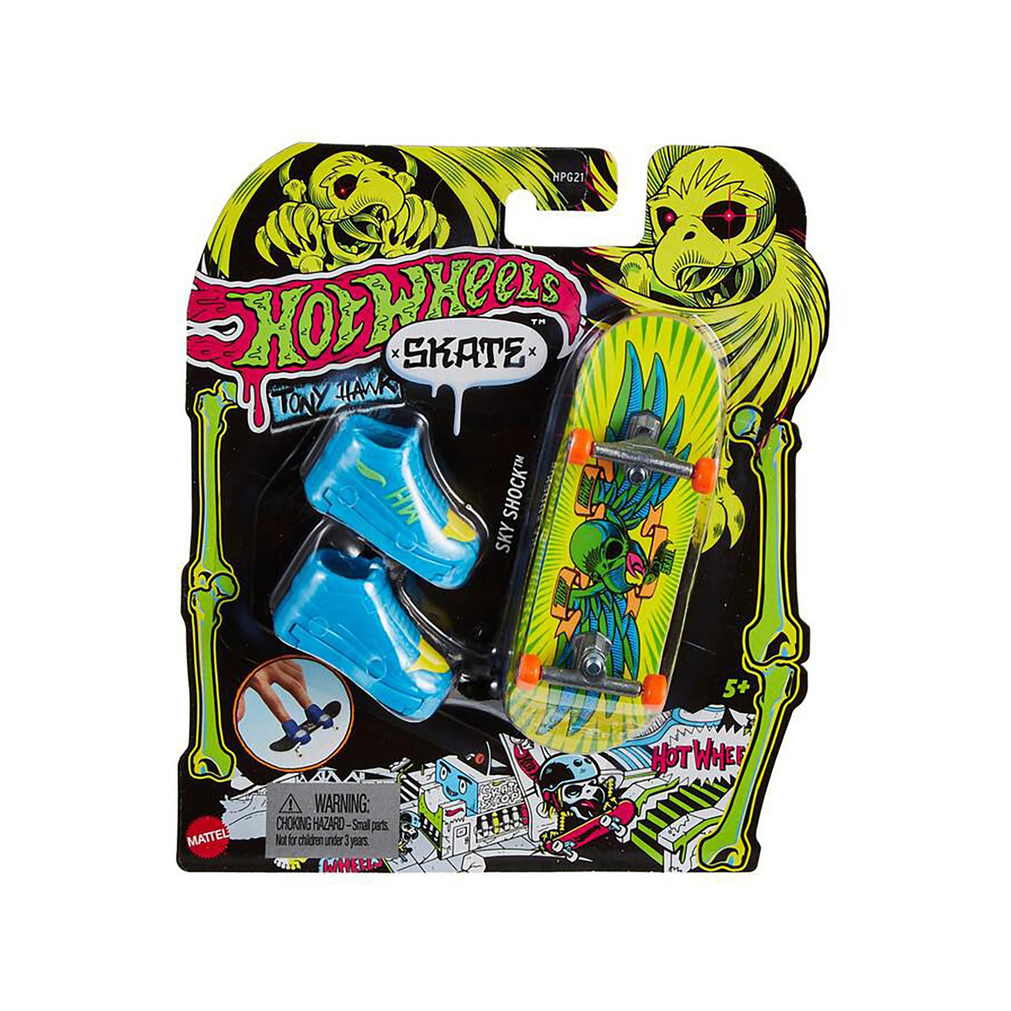 Hot Wheels  Skate Neon Bones TH Fingerboard + Shoe, modelli assortiti 