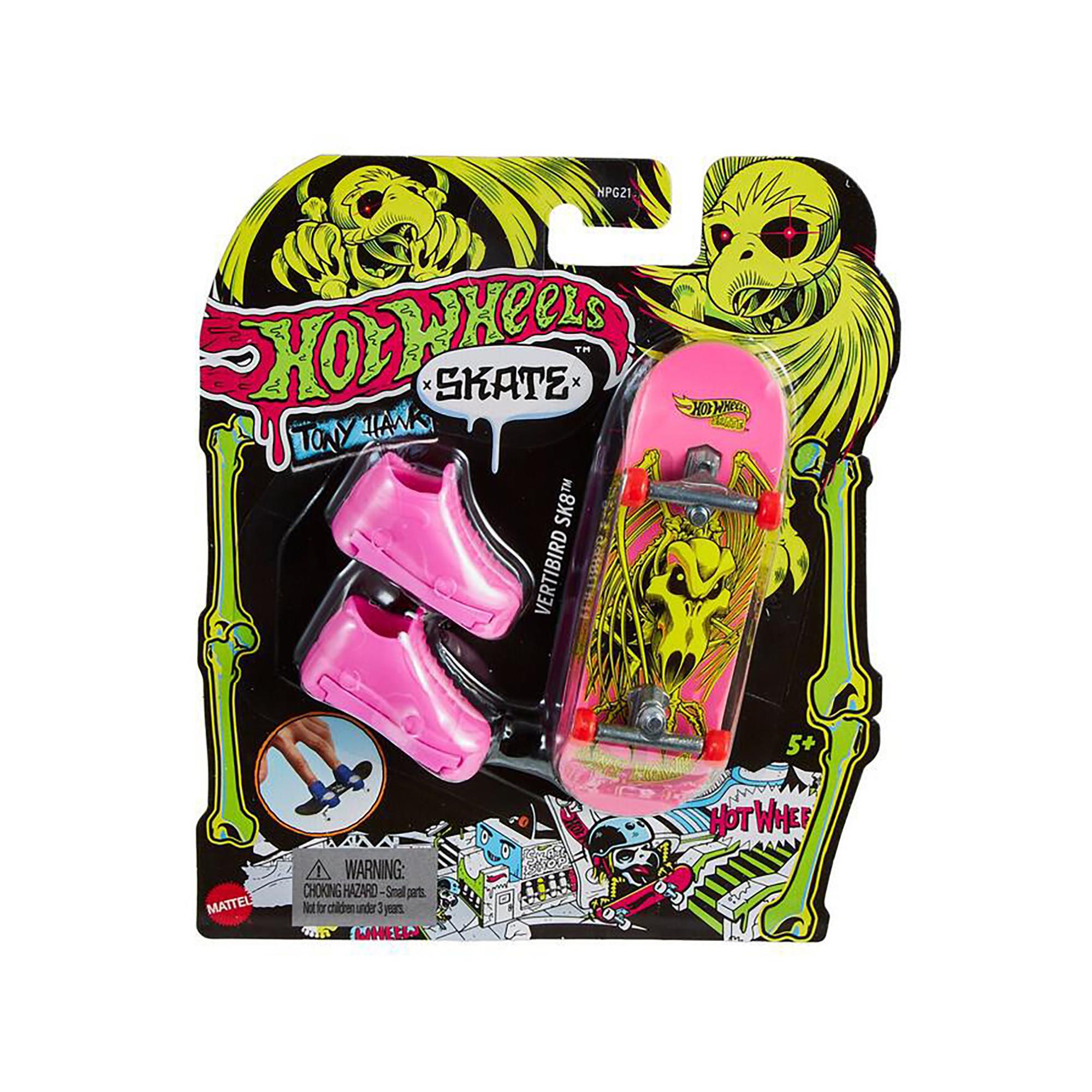 Hot Wheels  Skate Neon Bones TH Fingerboard + Shoe, Zufallsauswahl 