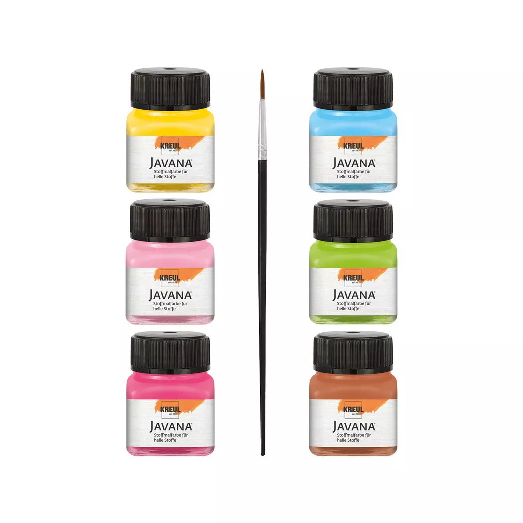 KREUL Textilfarbe JAVANA, Trendfarben-Set, 6 x 20 ml