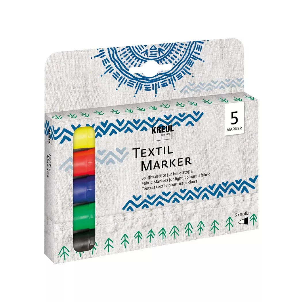 KREUL Textil Marker medium, 5er-Set