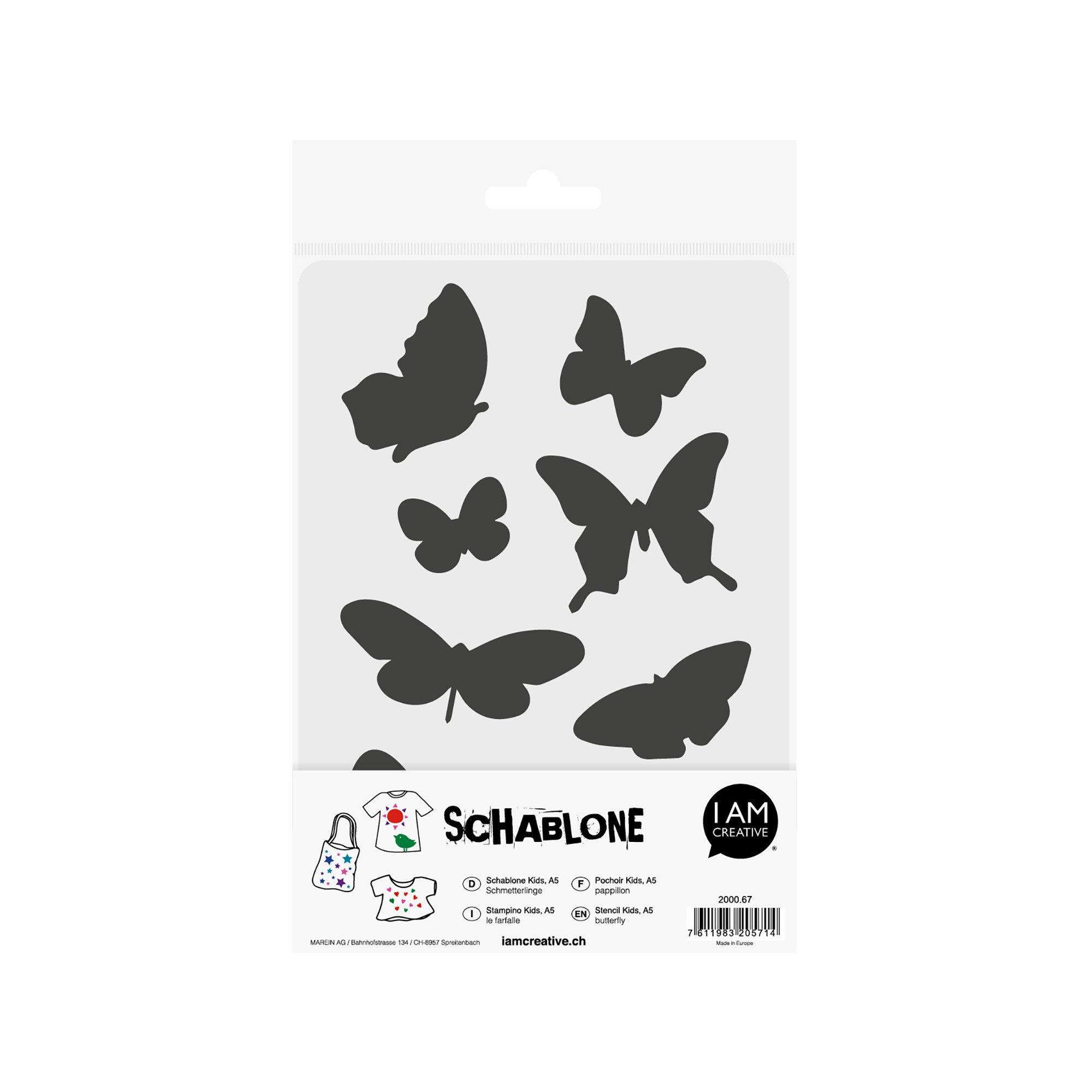 I am Creative Schablone Kids A5, Schmetterlinge 