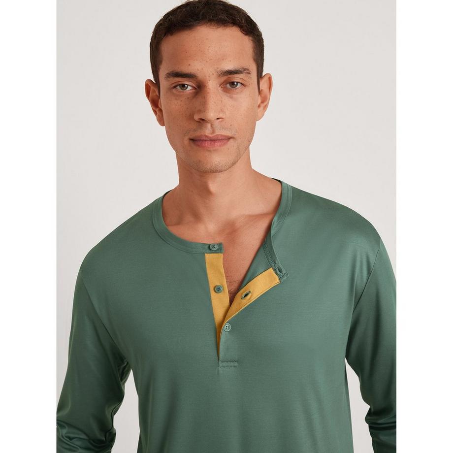 CALIDA T-Shirt Henley Maniche Lunghe  