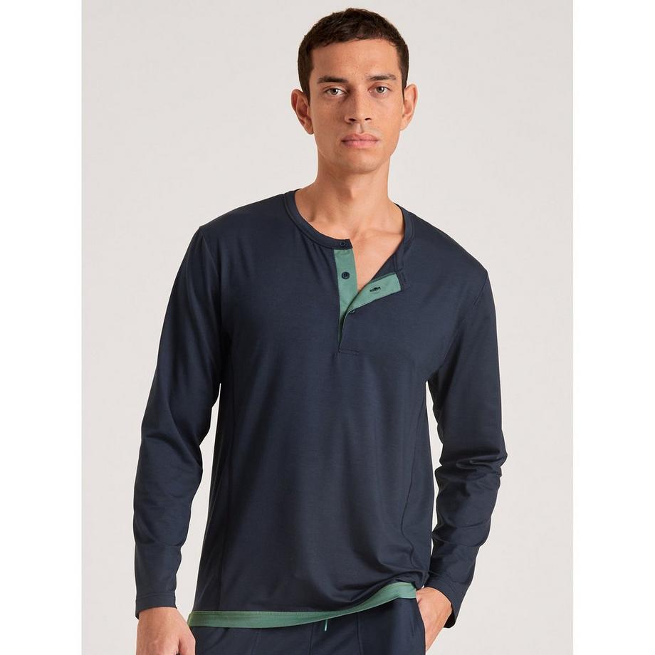 CALIDA Deep Sleep Wear Balancing T-Shirt Henley Maniche Lunghe  