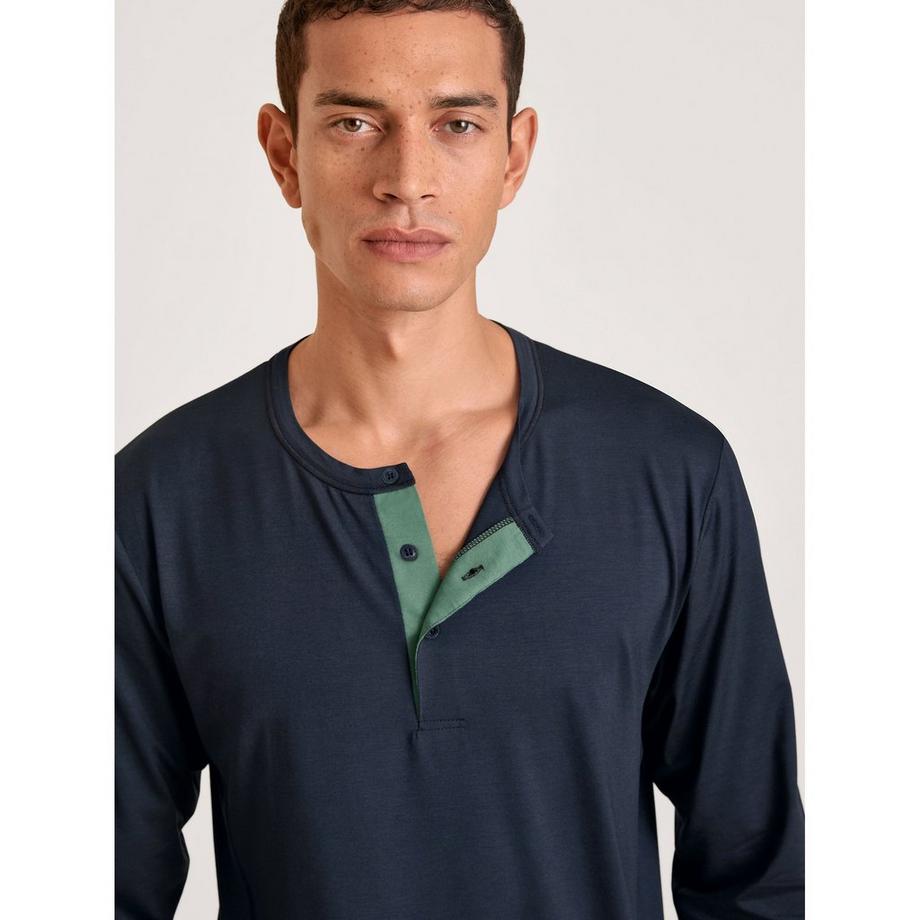 CALIDA Deep Sleep Wear Balancing T-Shirt Henley Maniche Lunghe  