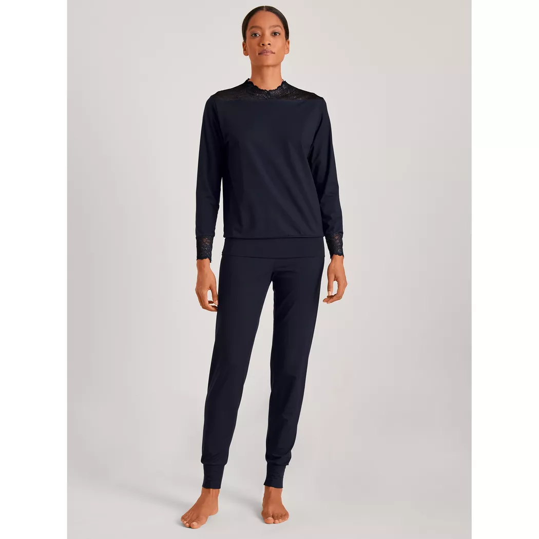 Calida - Pyjama-Set lang, mit Bündchen, für Damen, Marine, Größe M
