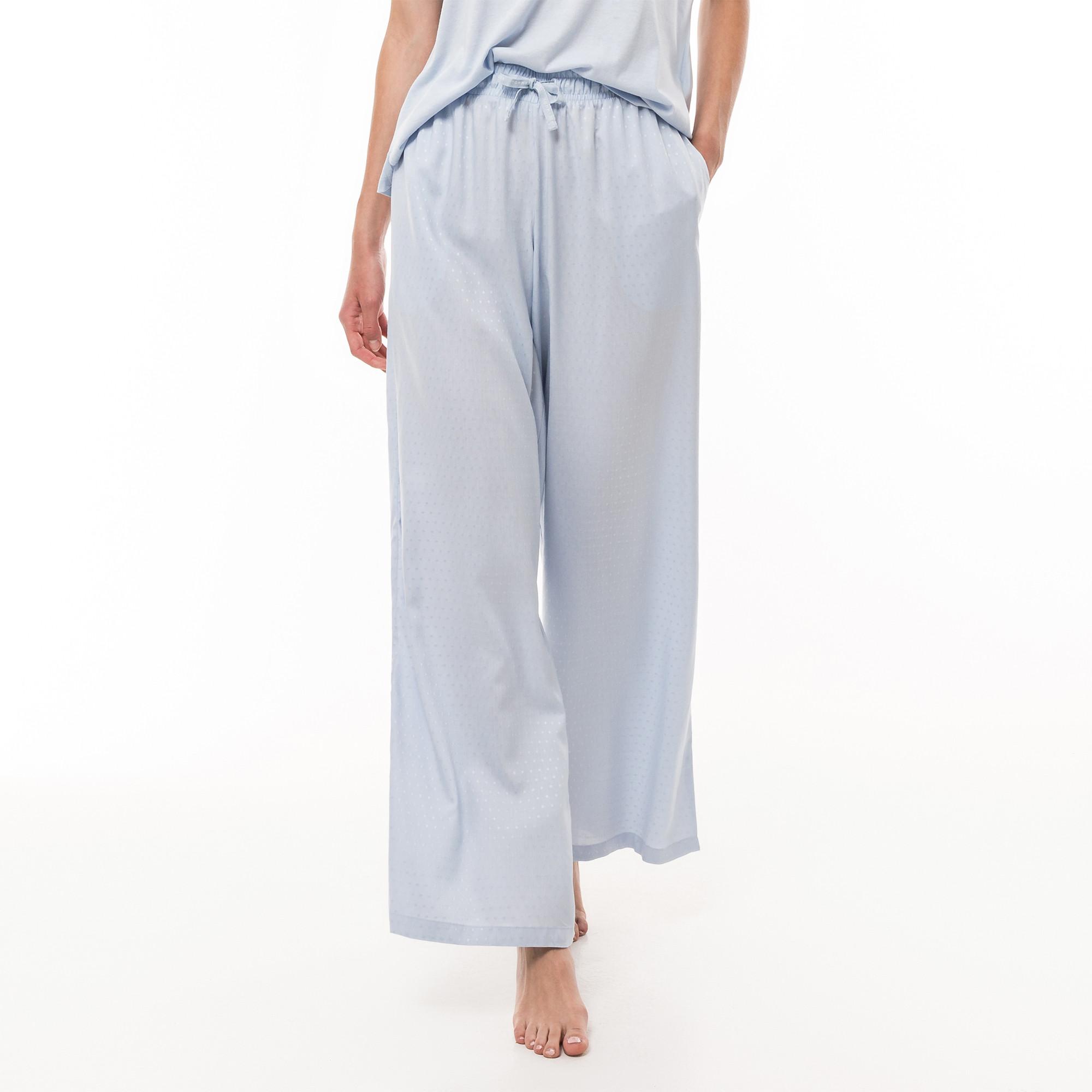 Image of Lange Pyjamahose Damen Hellblau L
